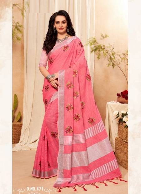Dark Pink Colour STYLEWELL KAVYA VOL 3 Designer Festive Wear Cotton Zari Pallu With Embroidery Saree Collection 471